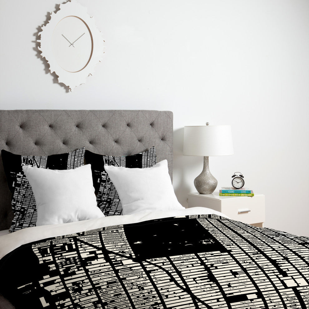 Deny Designs CityFabric Inc NYC Midtown Black Duvet Cover - Lightweight