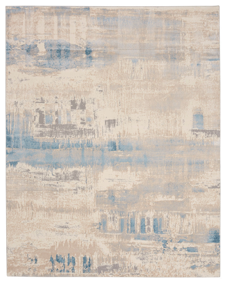 Nourison Solace 8' x 10' Ivory/Grey/Blue Modern Indoor Area Rug