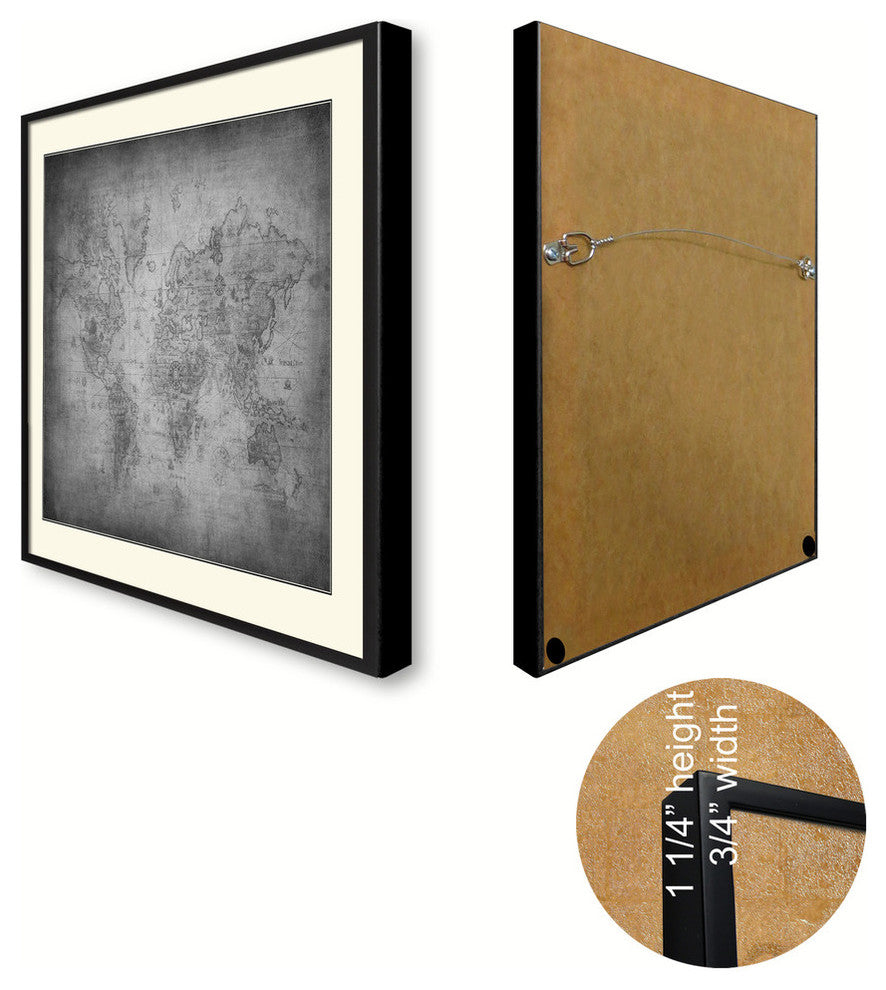 Ancient World Vintage Map Print On Canvas With Black Custom Frame, 28" X 37"