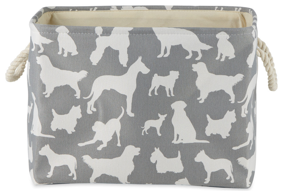 Polyester Pet Bin Dog Show Gray Rectangle Small 14x8x9