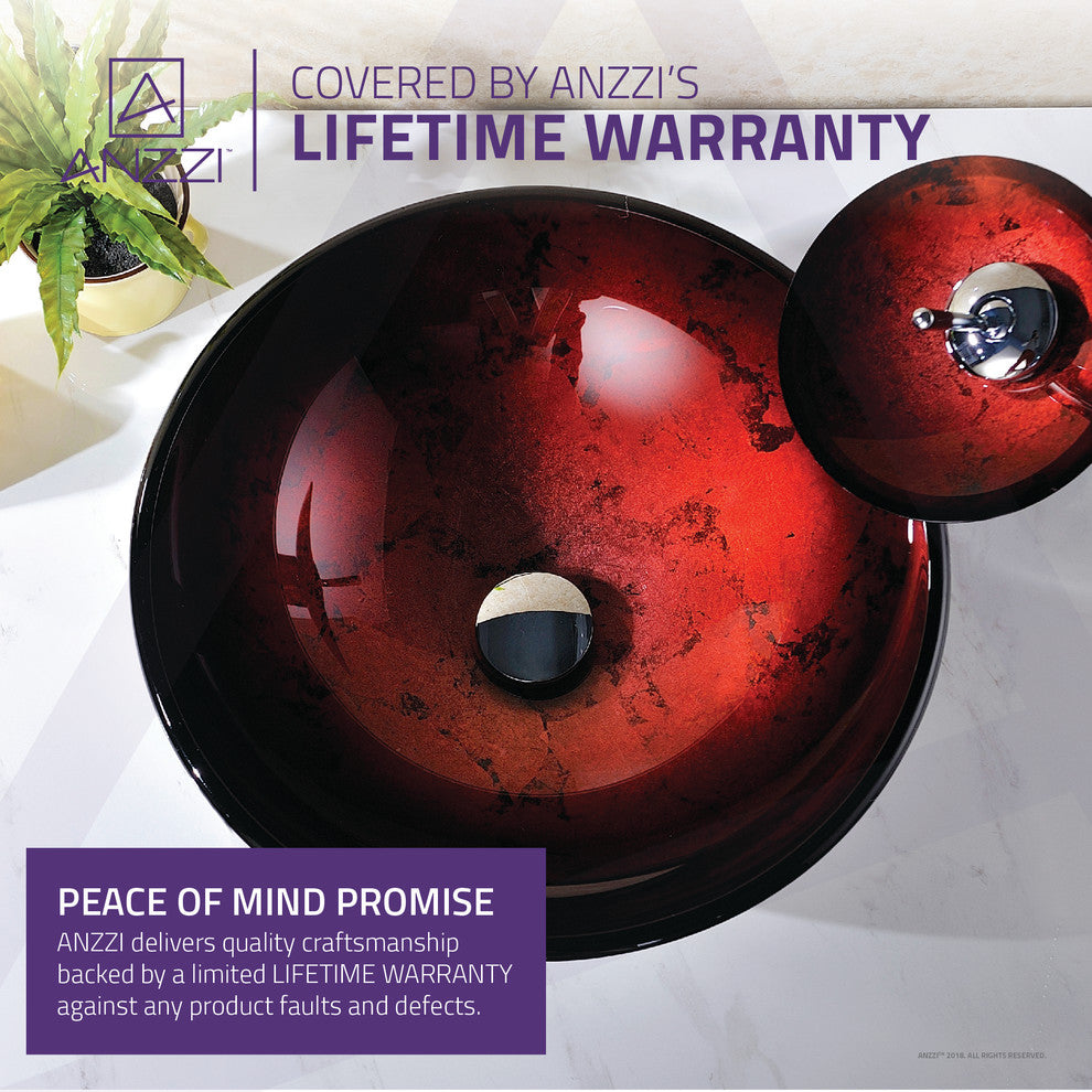 ANZZI Tone Series Deco-Glass Vessel Sink with Waterfall Faucet