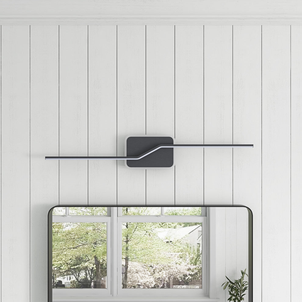 Modern LED Dimmable Vanity Light Over Mirror for Bathroom Lighting, Black