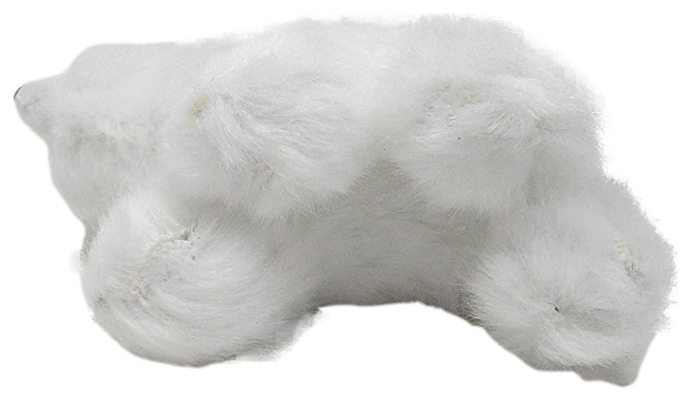 Plush Designer Furry Polar Bear Ornament White 5 in Adorable Figurine, Crouching