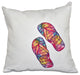Rainbow Flip Flops, Geometric Print Pillow, White, 18"x18"