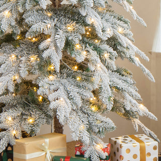9' Pre-Lit Flocked Pencil Spruce Artificial Christmas Tree with 470 White Light