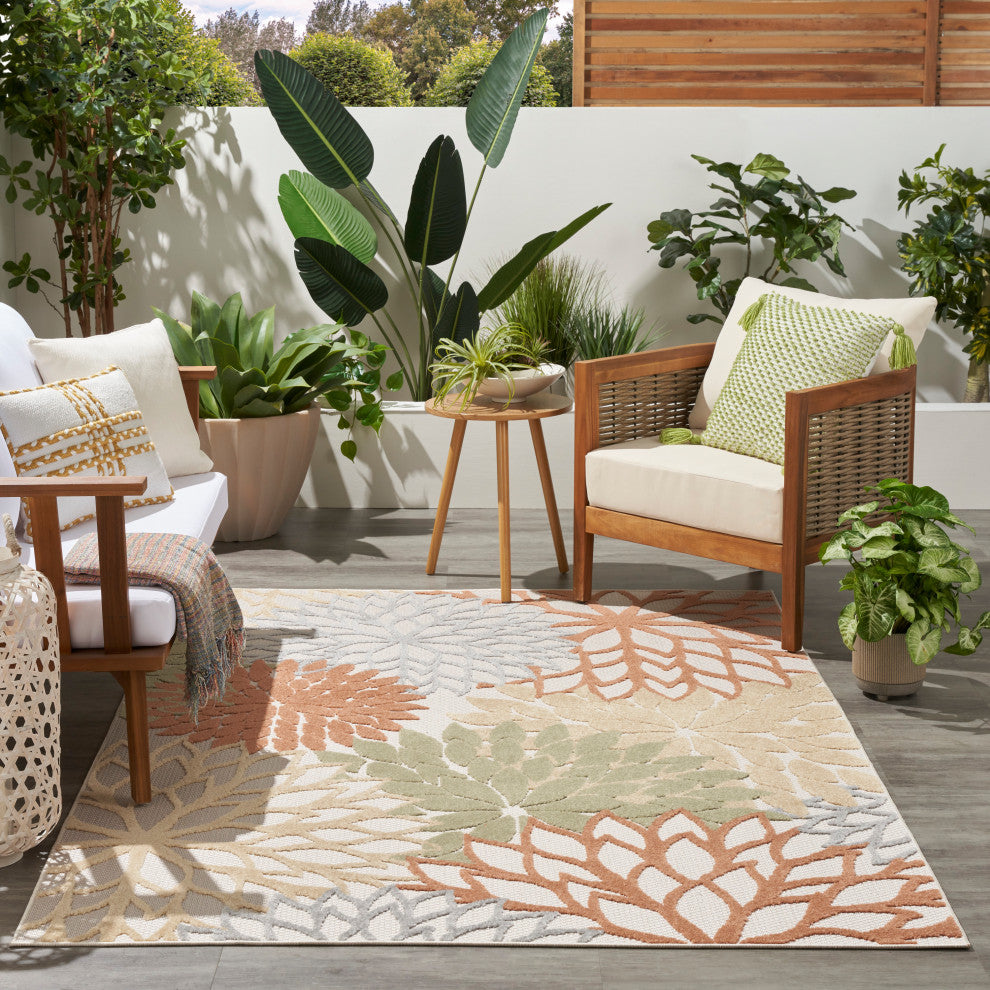 Nourison Aloha 3'6" x 5'6" Ivory Multicolor Outdoor Rug