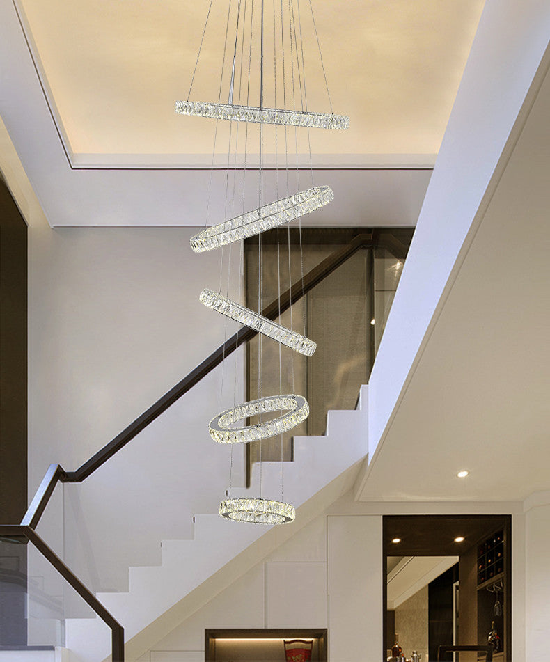 Circular LED Clear Crystal Ring Light Fixture and Chrome Frame