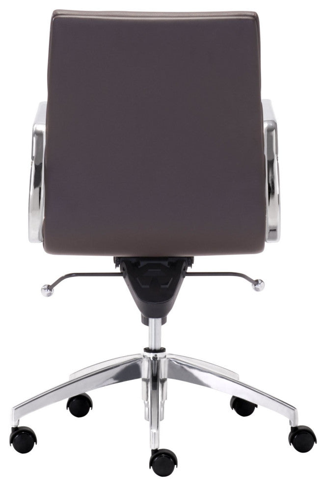 Computer Chair, Faux Vinyl Leather, Steel, Brown Black, Silver, Business Office