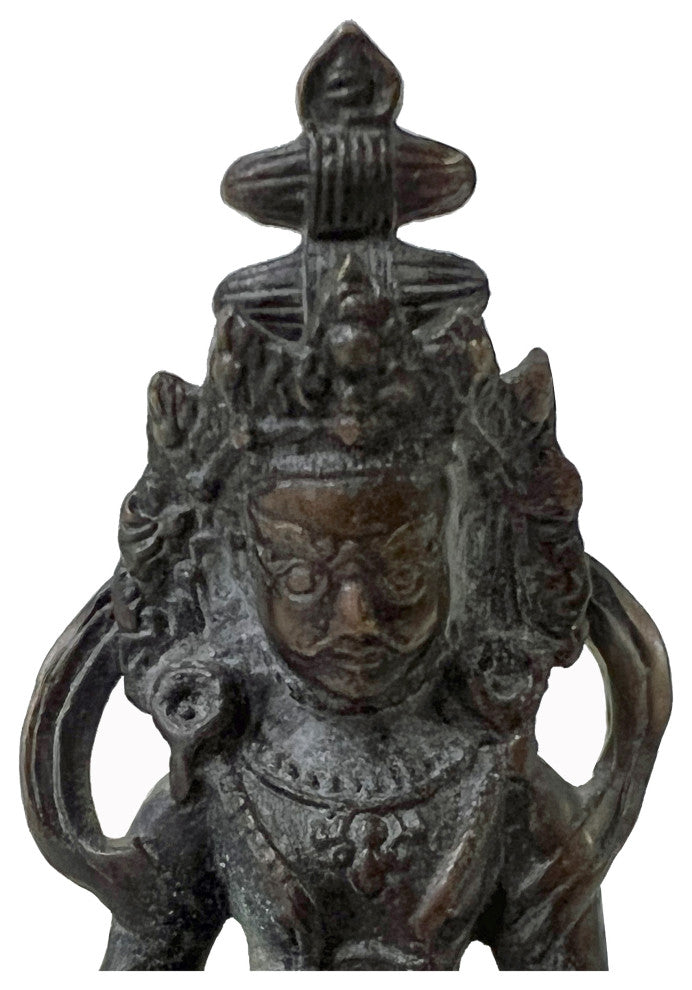 Distressed Marks Bronze Color Metal Zambala Fortune Deity Statue Hws2408