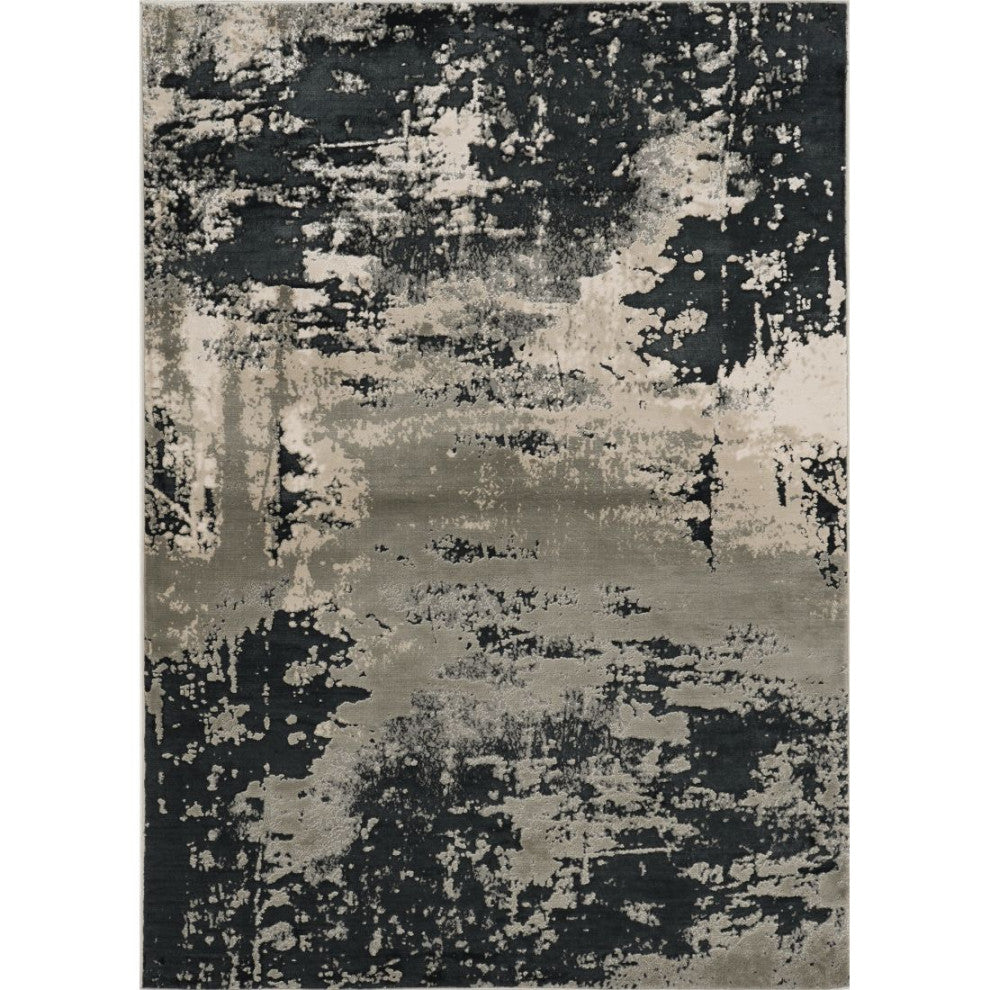 KAS Luna 7121 Silver Charcoal Eclipse Area Rug, 3'x5'