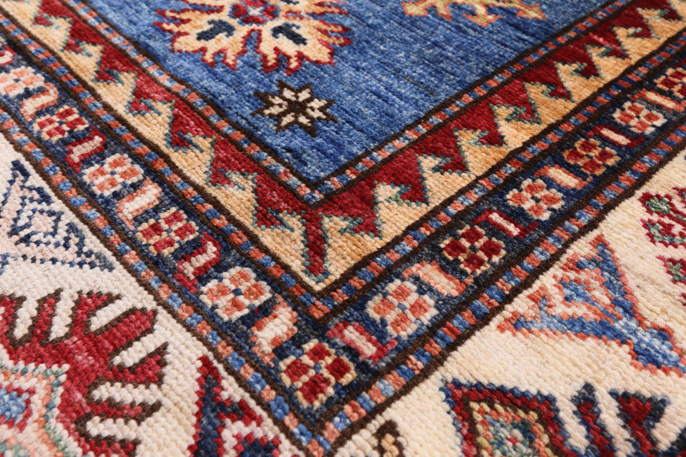 5' 6" X 8' 1" Handmade Super Kazak Geometric Rug Q10918