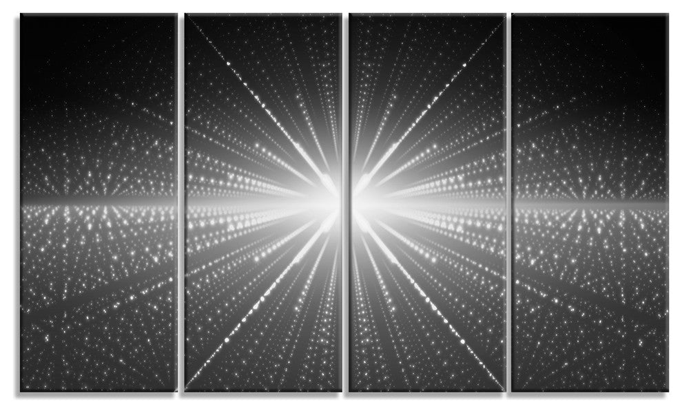 Glowing Star in Cosmic Galaxy, Abstract Wall Art Canvas, 48"x28", 4 Panels