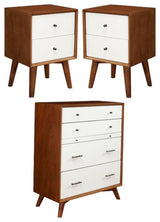 Home Square 3 Piece Furniture Set with Wood Nightstand and Chest in Acorn-White
