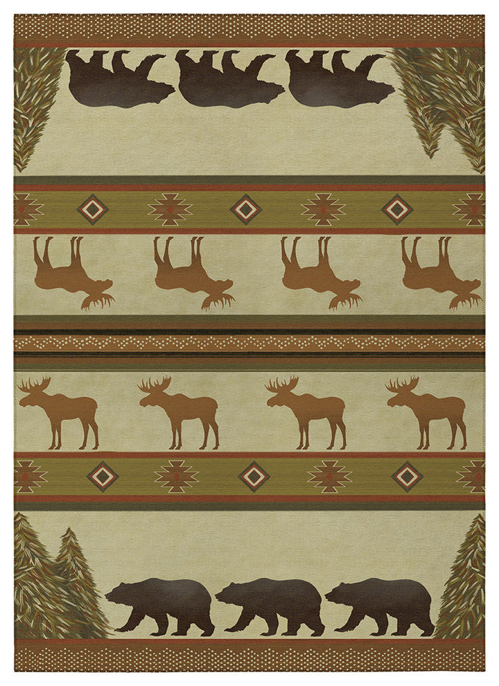 Indoor/Outdoor Excursion EX1 Beige Machine Washable 5' x 7'6" Rug