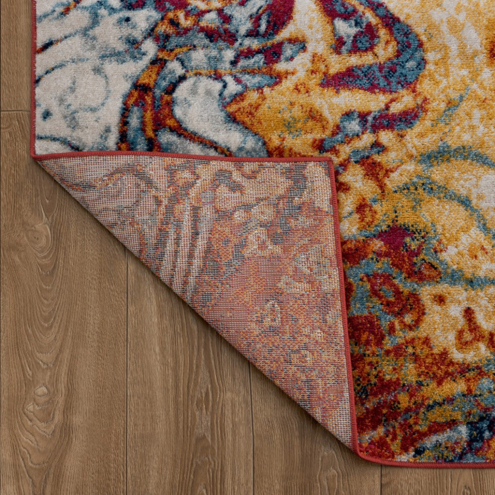 5" x 7' Brown and Blue Collision Area Rug