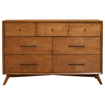 Flynn Mid Century Modern 7 Drawer Dresser, Acorn
