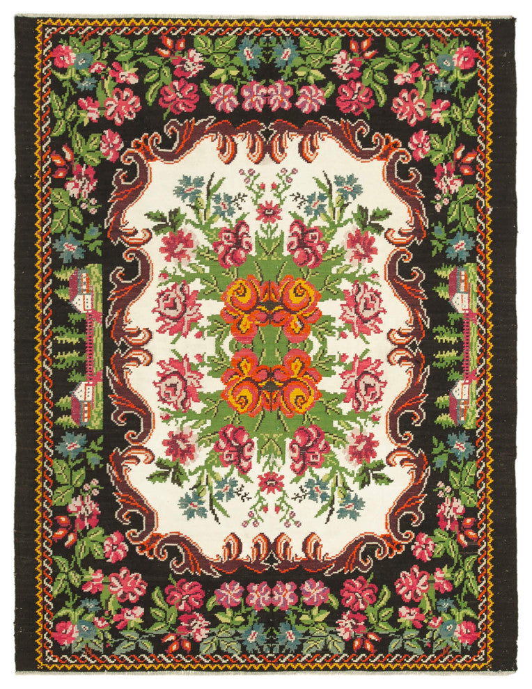 Rug N Carpet - Handmade Moldovan 6' 10'' x 8' 10'' Antique Rose Kilim Rug