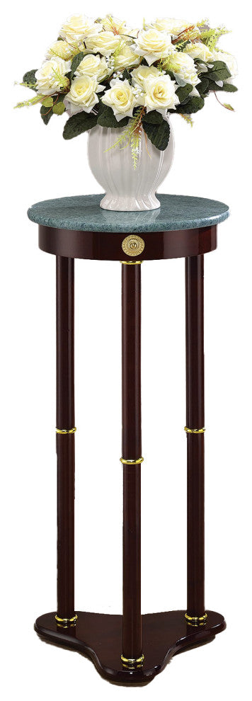 Round Marble Top Accent Table, Merlot