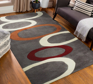 GRAY Transitional Stripe Modern Tufted Area Rug