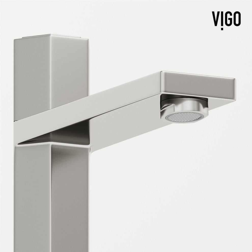 VIGO Nova 10" H Single Handle Single Hole Bathroom Vessel Faucet, Brushed Nickel