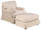 Sunset Trading Horizon T-Cushion Fabric Slipcovered Chair with Ottoman in Tan