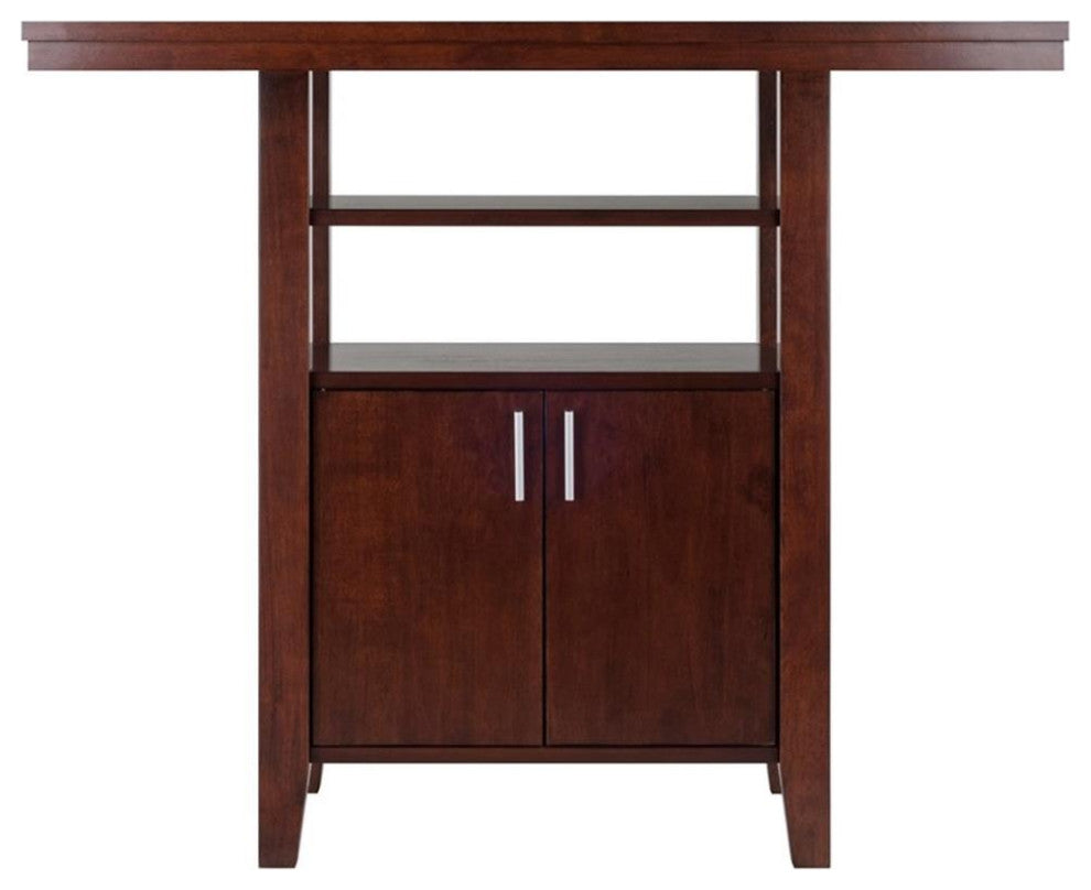 Albany High Table with Cabinet and Shelf in Walnut Finish