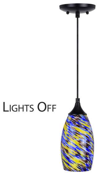 Milano 4.75" Mini Pendant Terra Tide Glass Matte Black