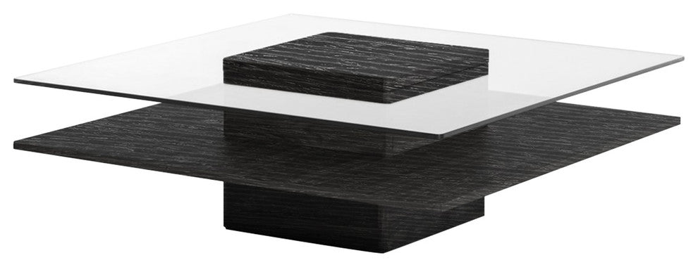 Modrest Clarion Modern Gray Elm and Glass Coffee Table