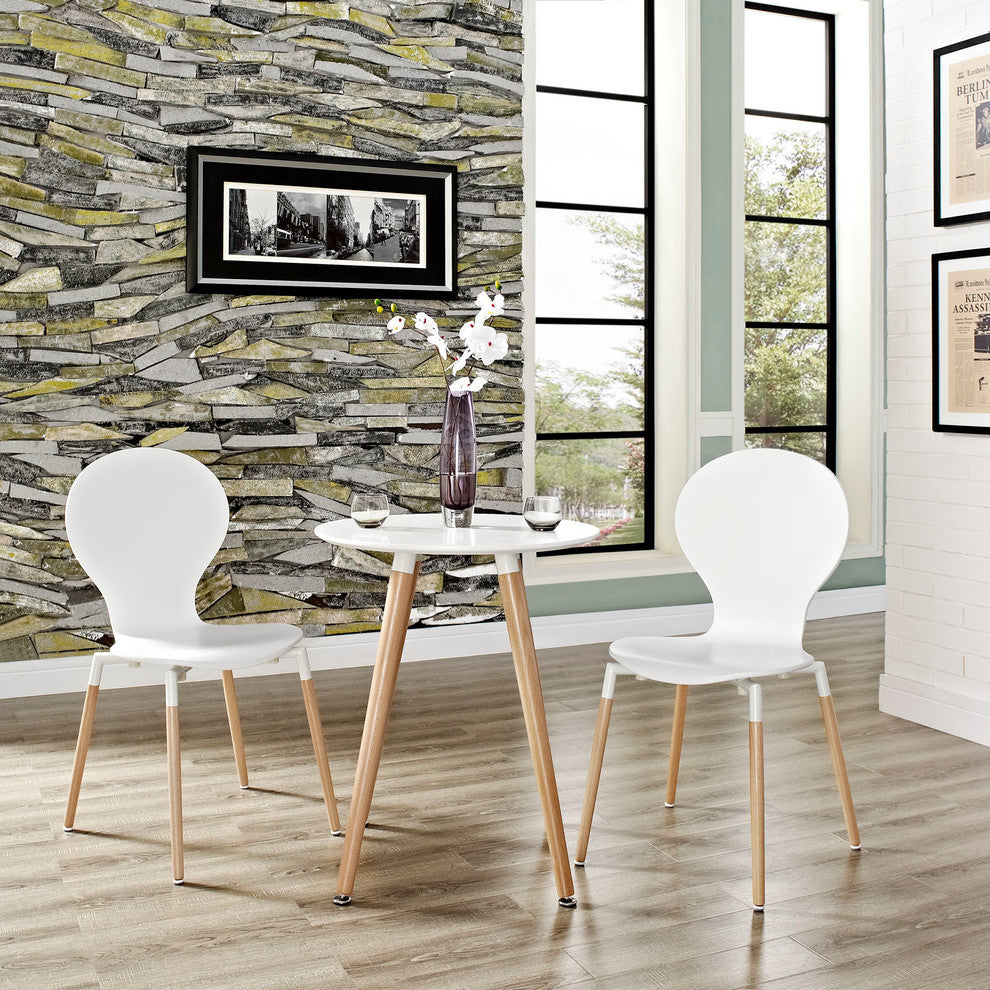 Modern Contemporary Kitchen Wood Dining Chair Set of 2 White