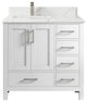 Malibu 36 Left Offset Bath Vanity in White  1.5" Calacatta Laza