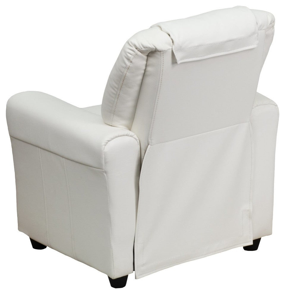 Kids Recliner With Cup Holder And Headrest, White