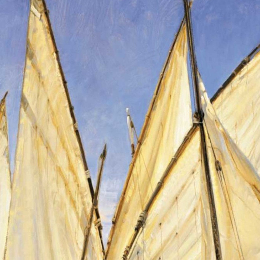 25" Fleet of Boats With Royal White Sails Giclee Wrap Canvas Wall Art