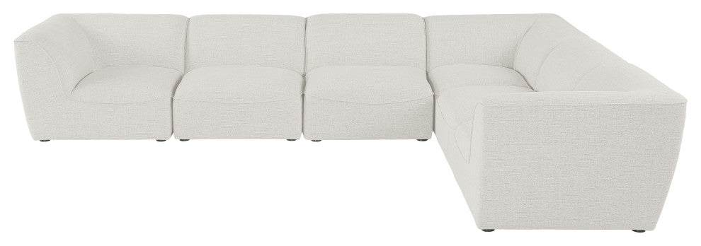 Miramar Linen Textured Fabric  6-Piece Modular L-Shaped Sectional, Cream