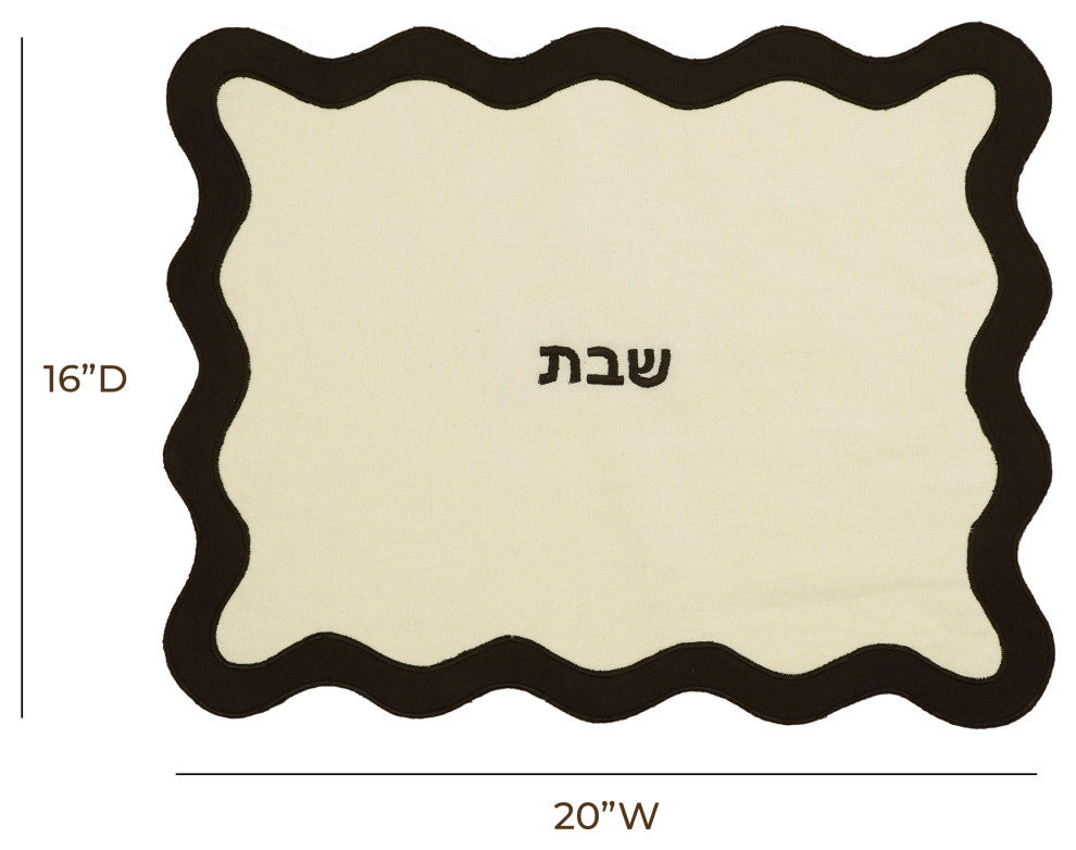 TOV Wavy Challah Cover, Cream & Black, Wavy