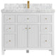 Sonoma 42 Single Sink Reeded Bath Vanity in White 2" Carrara Marble