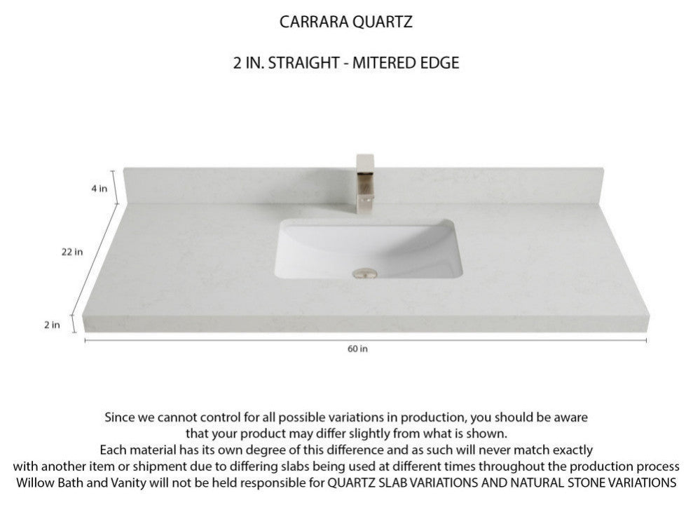 Madison  Teak 60 Single Bathroom Vanity Golden Teak 2" Carrara Quartz