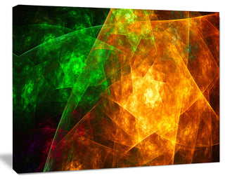 Yellow Rotating Polyhedron, Oversized Abstract Canvas Art Print, 60x40