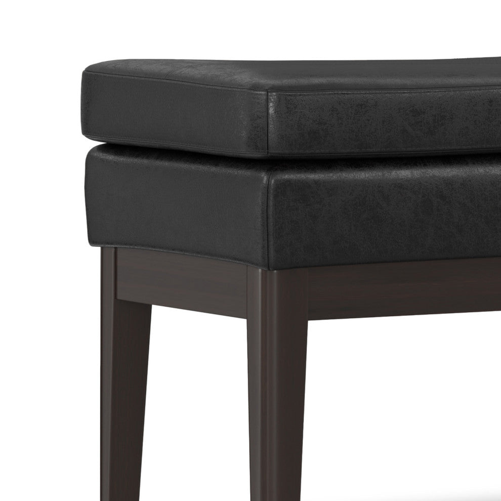 Carlson SOLID HARDWOOD Ottoman Bench, Distressed Black