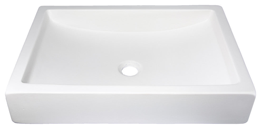 Eden Bath EB_N008WH 22-in. Shallow Wave Concrete Rectangular Vessel Sink - Whit