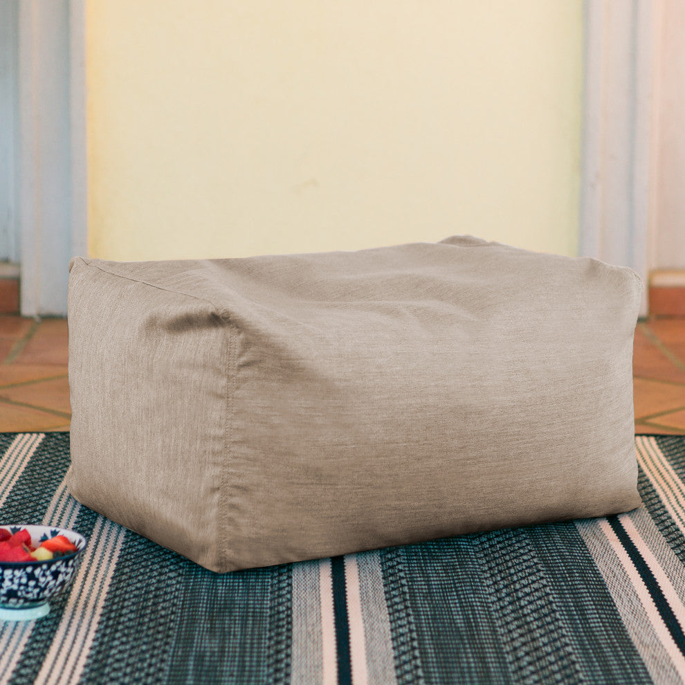 Sunbrella Patio Bean Bag Ottoman, Flax