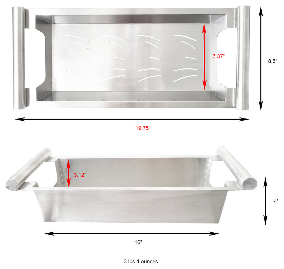 Boann Modern Kitchen Sink Colander Fits 15" Opening, Medium, Satin Stainless