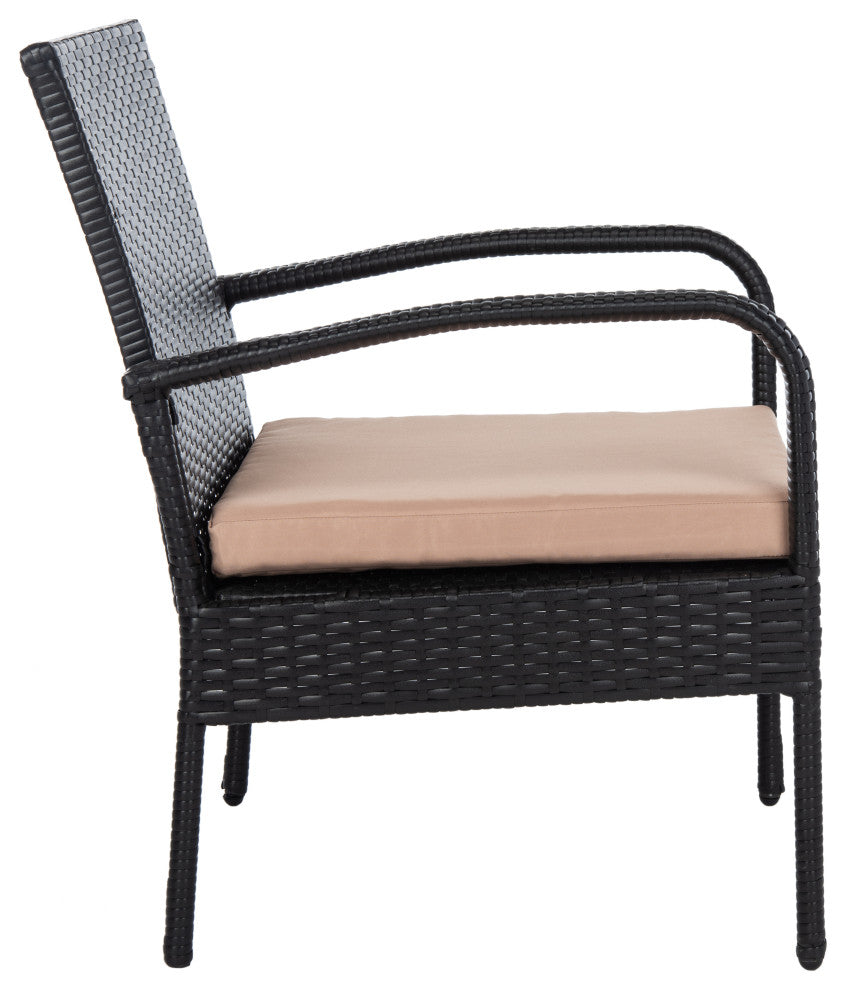Safavieh Moore 3-Piece Outdoor Lounge Set Black/Beige