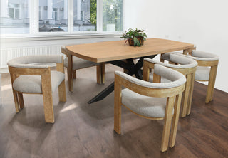 Logan 9-Piece Set With 82" Dining Table And 8 Trish Silver Arm Chairs