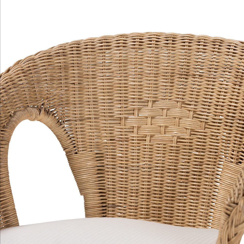 Abbey Modern Bohemian Natural Brown Antique Rattan Dining Chair
