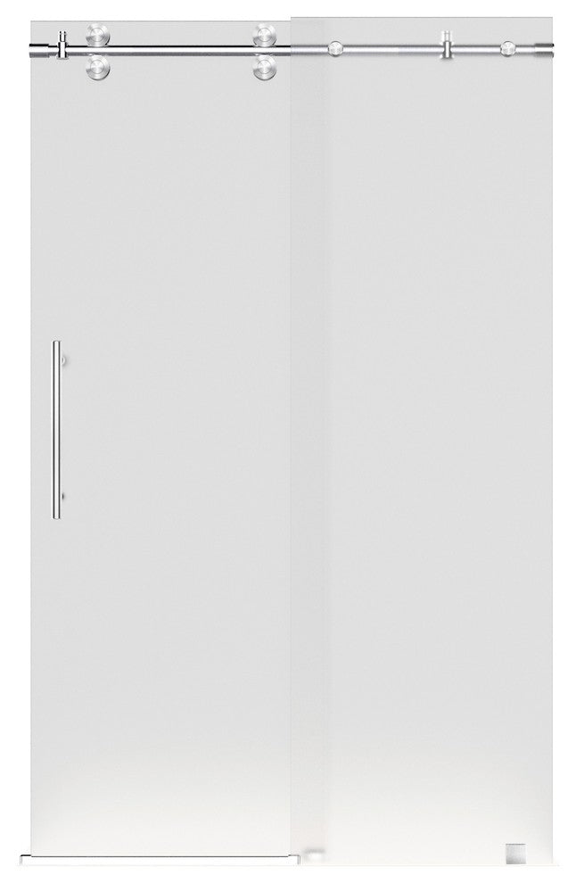 Langham 44-48"x75" Completely Frameless Sliding Shower Door, Frosted, Stainless