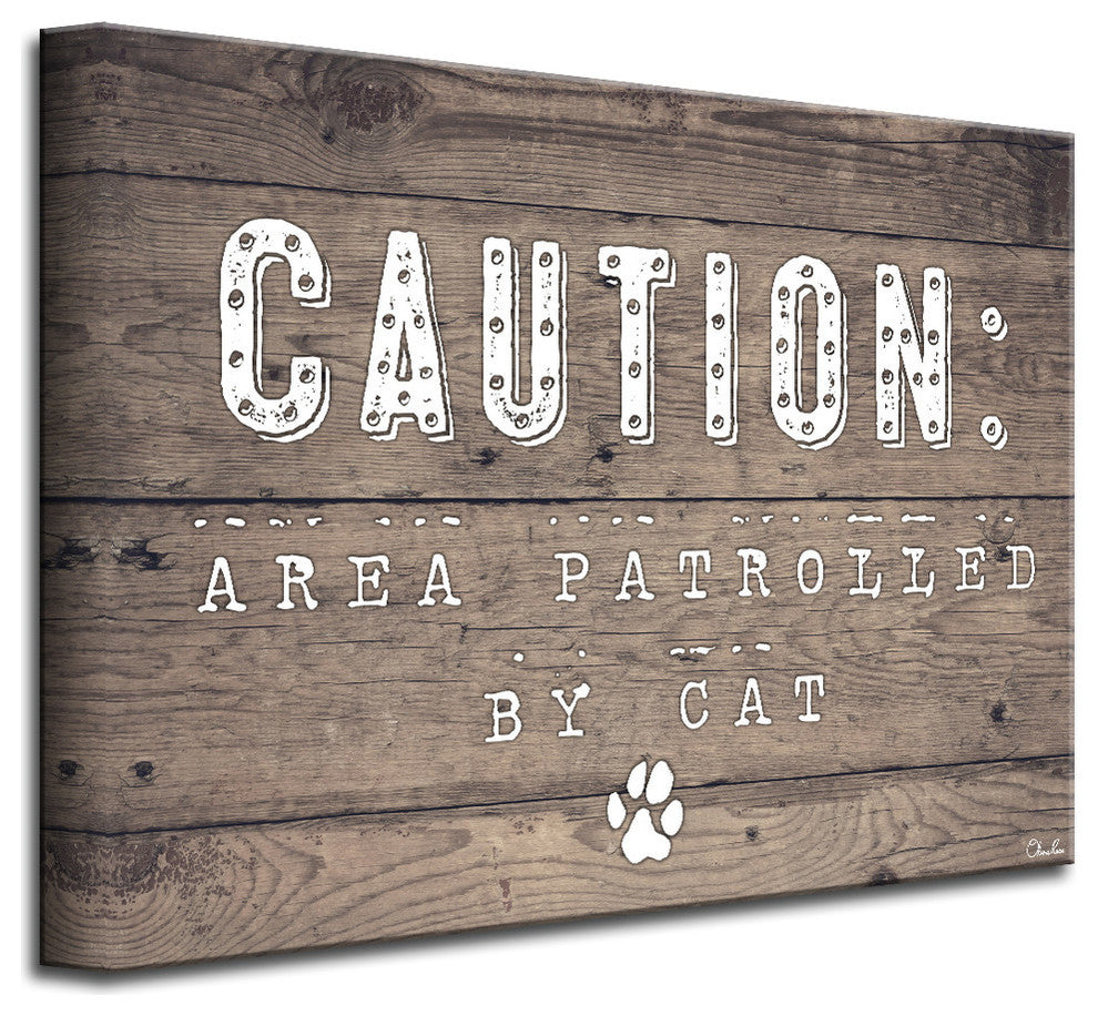 Ready2HangArt 'Caution-Cat' Wrapped Canvas Pet Wall Art, 20"x30"