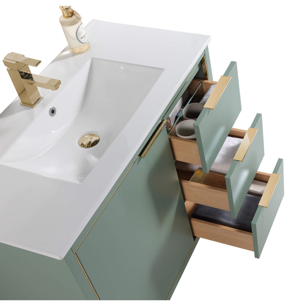 Fine Fixtures Opulence Collection Bathroom Vanity with White Ceramic Sink
