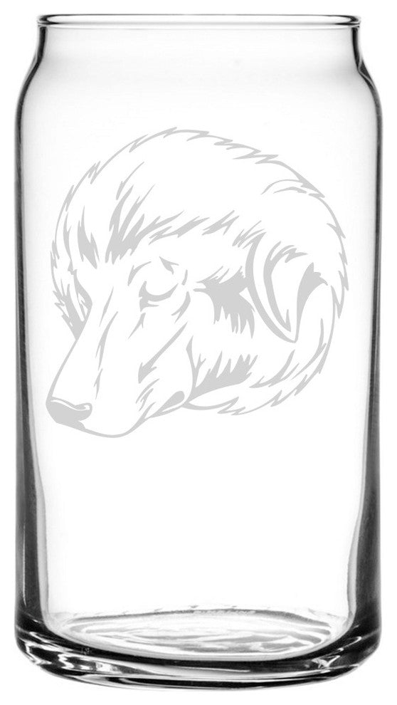 Bakharwal Dog Themed Etched All Purpose 16oz. Libbey Can Glass