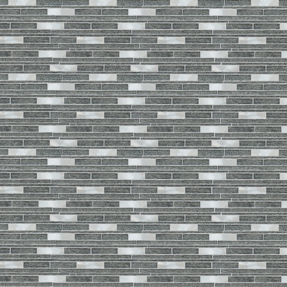 Ardcarn 11.8"x10.9" Laminated Glass Mosaic Mix Wall Tile, Black, Box of 15