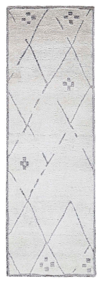 Meher Diamond Area Rug, Charcoal, 2'6"x8'